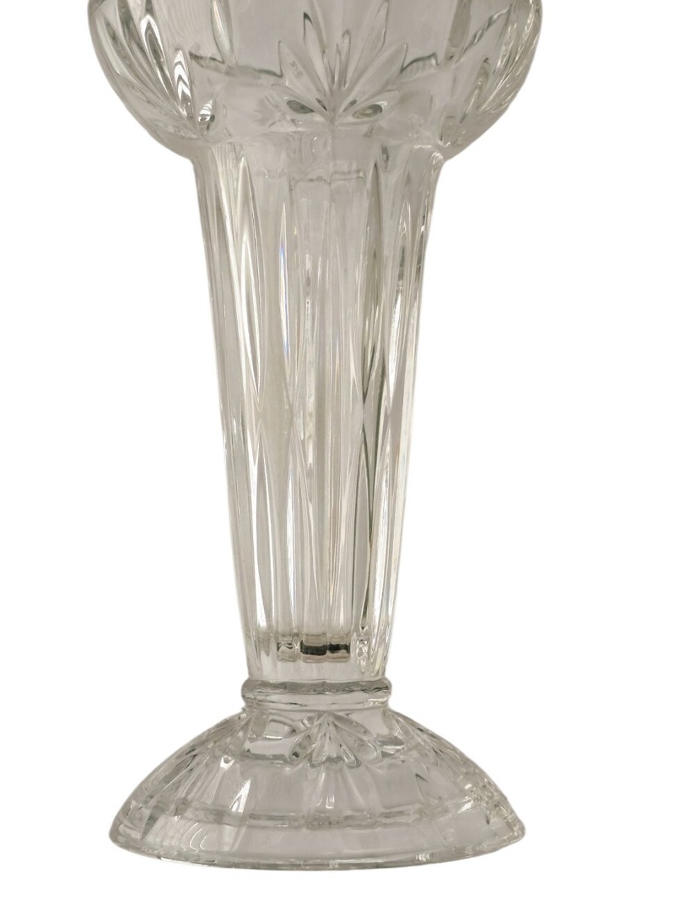 Vintage Cut Crystal Trumpet Vase 8" Starburst Clear Glass Floral Vase - Picture 6 of 8